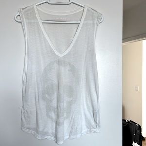 White sleeveless T-shirt, studded skull. Zadig and Voltaire